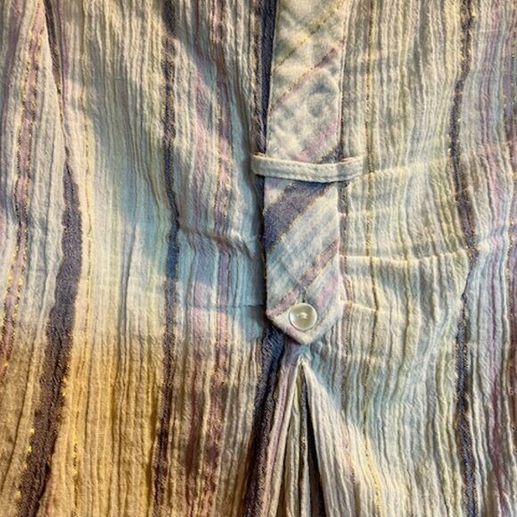 Vintage Diab'less White Blue Pink Gold Striped Tunic Paris - Picture 10 of 14